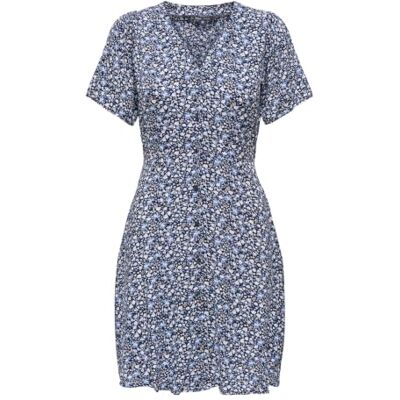 ONLY Women's Casual Mini Dress with Summery Patterned Blouse Design Short Sleeve Outfit ONLY Women's Casual Mini Dress with Summery Patterned Blouse Design Short Sleeve Outfit