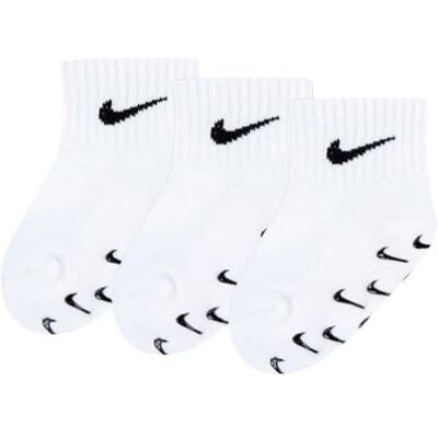 Nike Baby 3Pk Gripper Qtr S Socks, White/Black, 6/12 Months Nike Baby 3Pk Gripper Qtr S Socks, White/Black, 6/12 Months