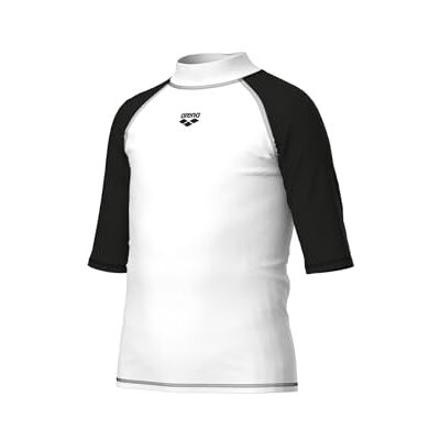 ARENA Kids' Graphic UV Protection Short-Sleeve Shirt White-Black ARENA Kids' Graphic UV Protection Short-Sleeve Shirt White-Black