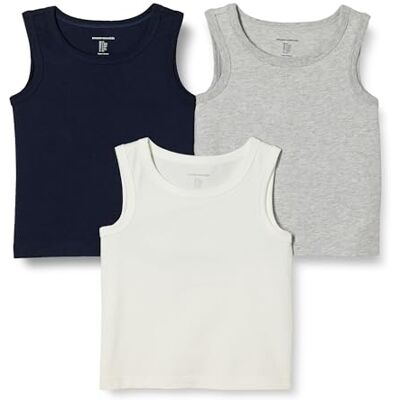 Amazon Essentials Boys' Vests, Pack of 3, Light Grey Heather/Navy/White, 8 Years Amazon Essentials Boys' Vests, Pack of 3, Light Grey Heather/Navy/White, 8 Years