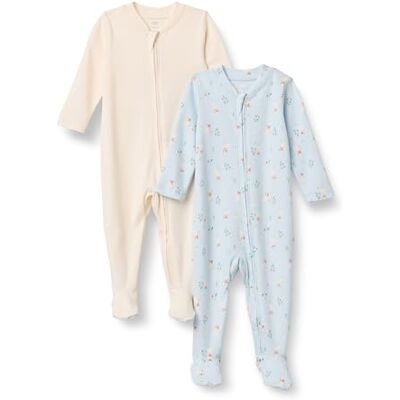 Amazon Essentials x Sofia Grainge Unisex Babies' Cotton Footed Sleepsuit, Pack of 2, Geese/Ivory, 0-3 Months Amazon Essentials x Sofia Grainge Unisex Babies' Cotton Footed Sleepsuit, Pack of 2, Geese/Ivory, 0-3 Months