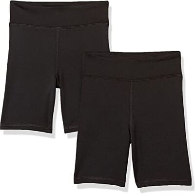 Amazon Essentials Girls' Midi Cycling Shorts, Pack of 2, Black, 11-12 Years Amazon Essentials Girls' Midi Cycling Shorts, Pack of 2, Black, 11-12 Years