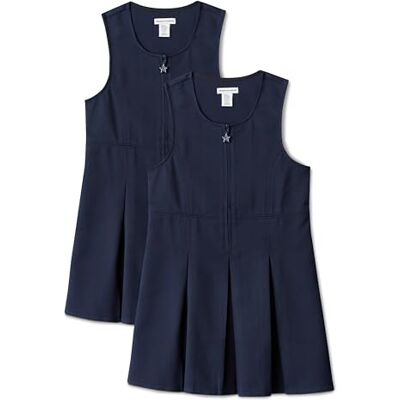 Amazon Essentials Girls' Pleated School Uniform Pinafores, Pack of 2, Navy, 4 Years Amazon Essentials Girls' Pleated School Uniform Pinafores, Pack of 2, Navy, 4 Years