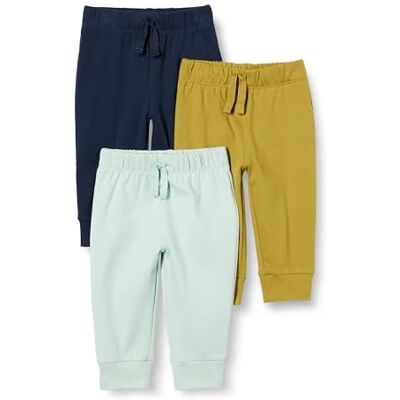 Amazon Essentials Unisex Babies' Cotton Pull-On Trousers, Pack of 3, Navy/Olive/Pale Mint Green, 6-9 Months Amazon Essentials Unisex Babies' Cotton Pull-On Trousers, Pack of 3, Navy/Olive/Pale Mint Green, 6-9 Months