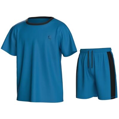 Essenclo Boys Athletic Shorts and Performance T-Shirt Crew Neck Boy Clothes Set, Summer Kids Outfit Size 3-16 (2 Pcs Set) E1002 Turquise 13-14 Essenclo Boys Athletic Shorts and Performance T-Shirt Crew Neck Boy Clothes Set, Summer Kids Outfit Size 3-16 (2 Pcs Set) E1002 Turquise 13-14