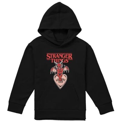 Stranger Things Hellfire Heart Youth Kids Boy Girls Pull-Over Hoodie, Black, 12-13 Stranger Things Hellfire Heart Youth Kids Boy Girls Pull-Over Hoodie, Black, 12-13