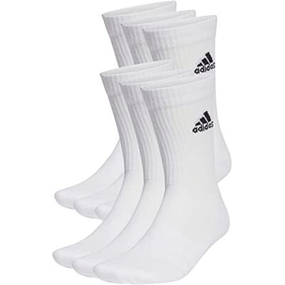 adidas Unisex Cushioned Sportswear Crew Socks 6 Pairs, White/Black, 13-14.5 adidas Unisex Cushioned Sportswear Crew Socks 6 Pairs, White/Black, 13-14.5
