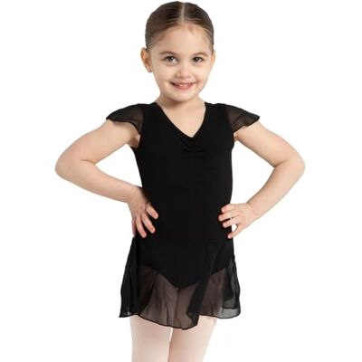 Capezio Girl's 11305C Flutter Sleeve Dress, Black, Small Capezio Girl's 11305C Flutter Sleeve Dress, Black, Small