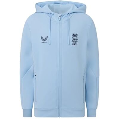 Castore England Cricket Unisex Kids Off Pitch Flex FZ Hoodie, Airy Blue, 14Y Castore England Cricket Unisex Kids Off Pitch Flex FZ Hoodie, Airy Blue, 14Y