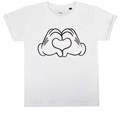 Disney Girl's Mickey Mouse Love Hands Regular Fit Crew Neck Short Sleeve T Shirt, White (White White), 7-8 Years (Manufacturer Size: 7-8 Years) Disney Girl's Mickey Mouse Love Hands Regular Fit Crew Neck Short Sleeve T Shirt, White (White White), 7-8 Years (Manufacturer Size: 7-8 Years)