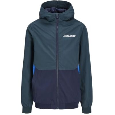 JACK & JONES JACK&JONES JUNIOR Boy's JJERUSH Hood Bomber NOOS JNR Jacket, Magical Forest/Detail:Navy Blazer/Nautical Blue Blocking, 176 JACK & JONES JACK&JONES JUNIOR Boy's JJERUSH Hood Bomber NOOS JNR Jacket, Magical Forest/Detail:Navy Blazer/Nautical Blue Blocking, 176