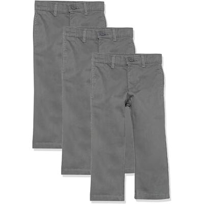Amazon Essentials Toddler Boys' Uniform Straight-Fit Flat-Front Chino Khaki Pants, Pack of 3, Grey, 4T Amazon Essentials Toddler Boys' Uniform Straight-Fit Flat-Front Chino Khaki Pants, Pack of 3, Grey, 4T