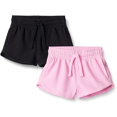 Amazon Essentials Girls' French Terry Sweat Shorts, Pack of 2, Black/Pink, 7-8 Years Amazon Essentials Girls' French Terry Sweat Shorts, Pack of 2, Black/Pink, 7-8 Years