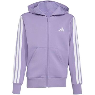 adidas Girl's Essentials Full Zip Hoodie Sweatshirt, magic lilac/white, 11-12 Years adidas Girl's Essentials Full Zip Hoodie Sweatshirt, magic lilac/white, 11-12 Years