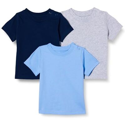 Amazon Essentials Unisex Kids' Short-Sleeved T-Shirts, Pack of 3, Blue/Navy/Medium Grey Heather, 2 Years Amazon Essentials Unisex Kids' Short-Sleeved T-Shirts, Pack of 3, Blue/Navy/Medium Grey Heather, 2 Years