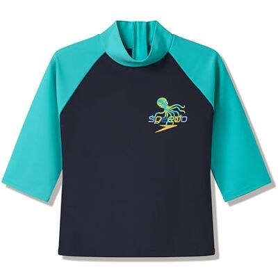 Speedo Kids Unisex Infant Print Long Sleeve Rash Guard Swim Top, Anthracite/Aqua Breeze, 3-6 Speedo Kids Unisex Infant Print Long Sleeve Rash Guard Swim Top, Anthracite/Aqua Breeze, 3-6