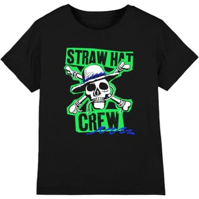 One Piece Straw Hat Crew Scrapbook Kids T-Shirt, Black, 9-11Y One Piece Straw Hat Crew Scrapbook Kids T-Shirt, Black, 9-11Y
