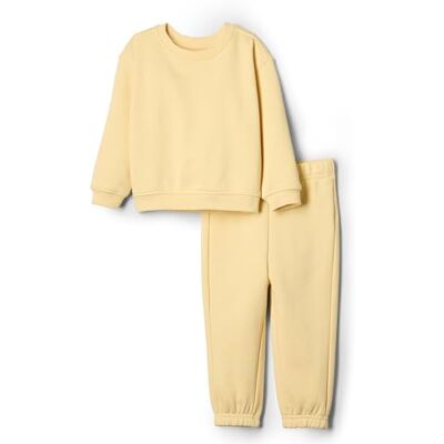 Amazon Essentials x Sofia Grainge Unisex Kids' Sweatshirt and Sweatpant Set, Butter Yellow, 4 Years Amazon Essentials x Sofia Grainge Unisex Kids' Sweatshirt and Sweatpant Set, Butter Yellow, 4 Years