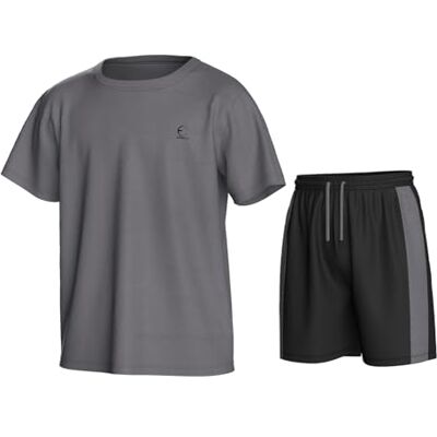 Essenclo Boys Athletic Shorts and Performance T-Shirt Crew Neck Boy Clothes Set, Summer Kids Outfit Size 3-16 (2 Pcs Set) E1002 Gray 13-14 Essenclo Boys Athletic Shorts and Performance T-Shirt Crew Neck Boy Clothes Set, Summer Kids Outfit Size 3-16 (2 Pcs Set) E1002 Gray 13-14