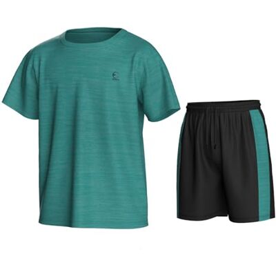 Essenclo Boys Athletic Shorts and Performance T-Shirt Crew Neck Boy Clothes Set, Summer Kids Outfit Size 3-16 (2 Pcs Set) E1002 Heather Teal 11-12 Essenclo Boys Athletic Shorts and Performance T-Shirt Crew Neck Boy Clothes Set, Summer Kids Outfit Size 3-16 (2 Pcs Set) E1002 Heather Teal 11-12