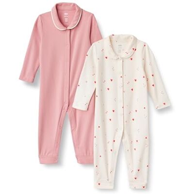 Amazon Essentials x Sofia Grainge Unisex Babies' Footless Sleepsuit, Pack of 2, Blush/Multi Hearts, 0-3 Months Amazon Essentials x Sofia Grainge Unisex Babies' Footless Sleepsuit, Pack of 2, Blush/Multi Hearts, 0-3 Months