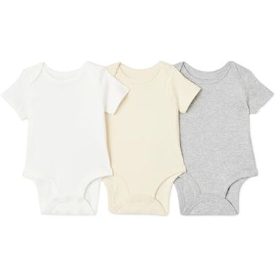 Amazon Essentials Unisex Babies' Short Sleeve Cotton Baby Bodysuits (Vests), Pack of 6, Neutrals, 0 Months Amazon Essentials Unisex Babies' Short Sleeve Cotton Baby Bodysuits (Vests), Pack of 6, Neutrals, 0 Months