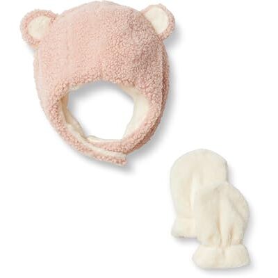 Amazon Essentials X Sofia Grainge Unisex Babies' Hat and Mittens Set, Pale Pink, M (12-24 Months) Amazon Essentials X Sofia Grainge Unisex Babies' Hat and Mittens Set, Pale Pink, M (12-24 Months)