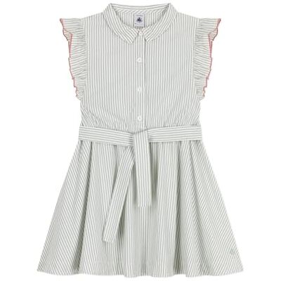 Petit Bateau Girl's A0cre Sleeveless Dress, Paul/Foam, 6 years Petit Bateau Girl's A0cre Sleeveless Dress, Paul/Foam, 6 years