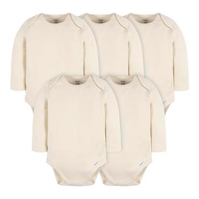 Gerber 5Pk L/S Lap Shoulder Bodysuits Natural 24M Gerber 5Pk L/S Lap Shoulder Bodysuits Natural 24M