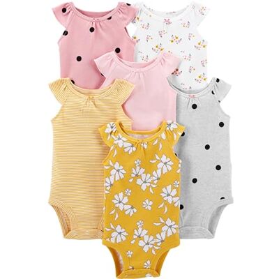 Simple Joys by Carter's Baby-Girls 6-Pack Short-Sleeve Bodysuit, Multicolor/Dots/Floral/Stripe, Preemie Simple Joys by Carter's Baby-Girls 6-Pack Short-Sleeve Bodysuit, Multicolor/Dots/Floral/Stripe, Preemie