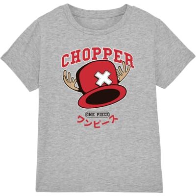 One Piece Chopper Hat Collegic Kids T-Shirt, Athletic Heather, 7-8Y One Piece Chopper Hat Collegic Kids T-Shirt, Athletic Heather, 7-8Y