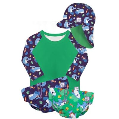 Mitac Unisex Baby, Toddler Reusable Full Swim Set – 4-Piece Baby Swim Essentials with Sun Protection UPF40+, Blue Whale, 6-12 Months Mitac Unisex Baby, Toddler Reusable Full Swim Set – 4-Piece Baby Swim Essentials with Sun Protection UPF40+, Blue Whale, 6-12 Months