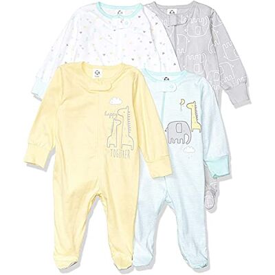 Gerber 4 pack Baby Neutral ANIMALS Zip Front Sleep ‘n Plays with Mitten Cuffs Gerber 4 pack Baby Neutral ANIMALS Zip Front Sleep ‘n Plays with Mitten Cuffs