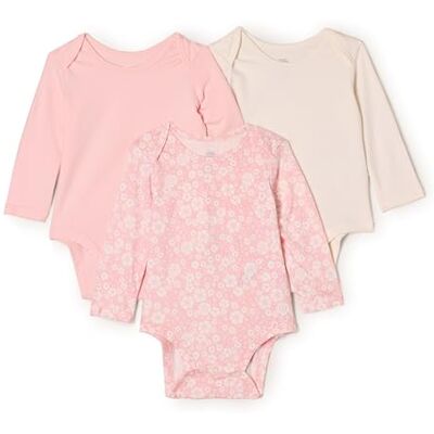 Amazon Essentials x Sofia Grainge Unisex Babies' Long-Sleeve Crew Neck Bodysuit, Pack of 3, Delicate Floral/Ivory/Pink, Premature Amazon Essentials x Sofia Grainge Unisex Babies' Long-Sleeve Crew Neck Bodysuit, Pack of 3, Delicate Floral/Ivory/Pink, Premature