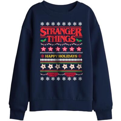 Stranger Things Demogorgon Ugly Christmas Jumper Kids Sweatshirt, Black, 9-11 Stranger Things Demogorgon Ugly Christmas Jumper Kids Sweatshirt, Black, 9-11
