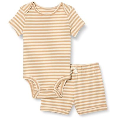 Amazon Essentials Unisex Babies' Body and Shorts Set, Camels Stripes, 12 Months Amazon Essentials Unisex Babies' Body and Shorts Set, Camels Stripes, 12 Months