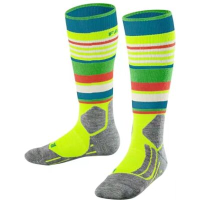 FALKE Unisex Kids SK2 Intermediate Trend K Kh Wool Functional Yarn Warm Thick Skiing Socks 1 Pair, Yellow Lightning 1690, 6-8.5 FALKE Unisex Kids SK2 Intermediate Trend K Kh Wool Functional Yarn Warm Thick Skiing Socks 1 Pair, Yellow Lightning 1690, 6-8.5