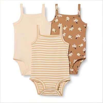Amazon Essentials Baby Girls' Sleeveless Bodysuits, Baby Vests, Pack of 3, Lion and Pony/Pale Peach/Stripes, 0 Months Amazon Essentials Baby Girls' Sleeveless Bodysuits, Baby Vests, Pack of 3, Lion and Pony/Pale Peach/Stripes, 0 Months