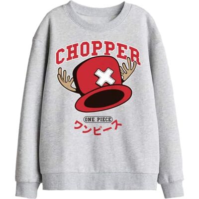 One Piece Chopper Hat Collegic Kids Sweatshirt, Athletic Heather, 9-11Y One Piece Chopper Hat Collegic Kids Sweatshirt, Athletic Heather, 9-11Y