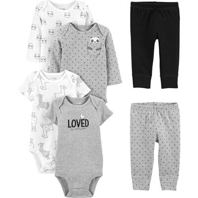 Simple Joys by Carter's Baby-Boys 6-piece Bodysuits (Short and Long Sleeve) and Pants Set, Black/Grey Text Print/White Llama/Panda, 24 Months Simple Joys by Carter's Baby-Boys 6-piece Bodysuits (Short and Long Sleeve) and Pants Set, Black/Grey Text Print/White Llama/Panda, 24 Months