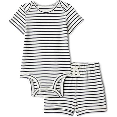 Amazon Essentials Unisex Babies' Body and Shorts Set, French Stripe, Premature Amazon Essentials Unisex Babies' Body and Shorts Set, French Stripe, Premature