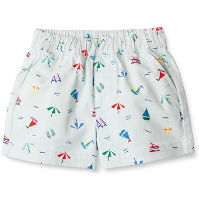 Amazon Essentials x Sofia Grainge Unisex Babies' Pull-on Cotton Twill Shorts, Pale Blue Beach, 24 Months Amazon Essentials x Sofia Grainge Unisex Babies' Pull-on Cotton Twill Shorts, Pale Blue Beach, 24 Months