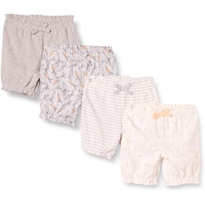 Amazon Essentials Baby Girls' Bloomer Shorts, Pack of 4, Dark Grey Carrots/Grey/Ivory Bunny/Light Grey Stripes, 0 Months Amazon Essentials Baby Girls' Bloomer Shorts, Pack of 4, Dark Grey Carrots/Grey/Ivory Bunny/Light Grey Stripes, 0 Months