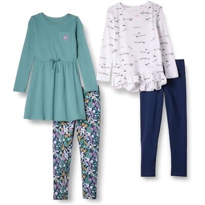 Amazon Essentials Girls' Long-Sleeved Outfit Set, Pack of 4, Sage Green Horses, 3 Years Amazon Essentials Girls' Long-Sleeved Outfit Set, Pack of 4, Sage Green Horses, 3 Years