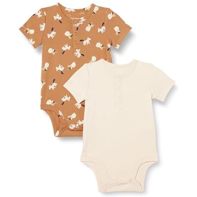 Amazon Essentials Unisex Babies' Henley Bodysuit, Pack of 2, Lion and Pony/Pale Peach, 18 Months Amazon Essentials Unisex Babies' Henley Bodysuit, Pack of 2, Lion and Pony/Pale Peach, 18 Months