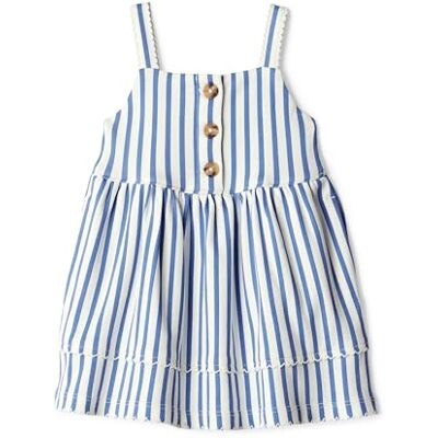 Amazon Essentials x Sofia Grainge Baby Girls' Cotton Casual Fit and Flare Dress, Blue Stripe, 24 Months Amazon Essentials x Sofia Grainge Baby Girls' Cotton Casual Fit and Flare Dress, Blue Stripe, 24 Months