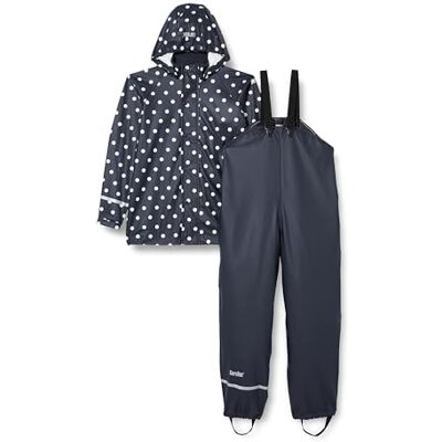 CareTec Girls Rainwear Set Pu W/O Fleece Raincoat And Kids Waterproof Trousers, Dark Navy (778), 116 UK CareTec Girls Rainwear Set Pu W/O Fleece Raincoat And Kids Waterproof Trousers, Dark Navy (778), 116 UK