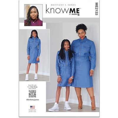 Know me Sewing Pattern ME2133K5 Girl's and Misses' Denim Dress by Brittany J. Jones K5 (7-8-10-12-14) Know me Sewing Pattern ME2133K5 Girl's and Misses' Denim Dress by Brittany J. Jones K5 (7-8-10-12-14)