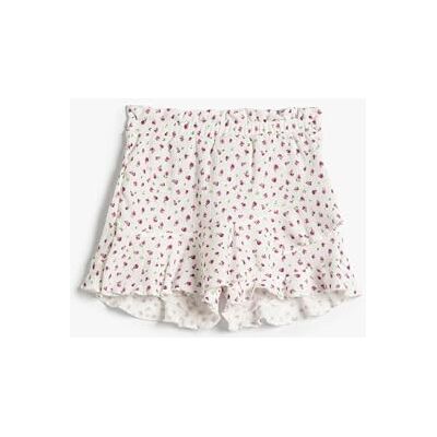Koton Mini Skort Flower Printed Envelop Ruffle Textured Shorts, Koton Mini Skort Flower Printed Envelop Ruffle Textured Shorts,