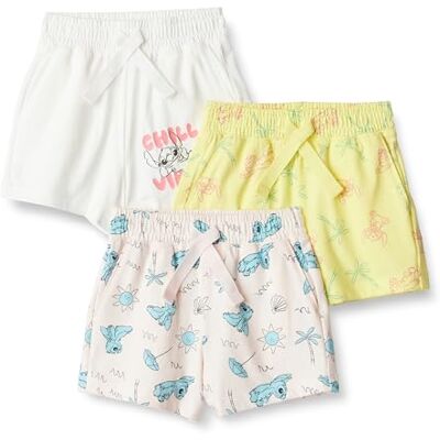 Amazon Essentials Disney Girl's Shorts, Pack of 3, Stitch Vacation, 5 Years Amazon Essentials Disney Girl's Shorts, Pack of 3, Stitch Vacation, 5 Years